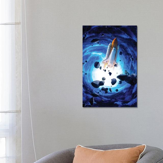 Raketenstart Blauer Wirbel und Asteroiden von GEN Z - Galerie-verpackte Leinwand Giclée auf Leinwand Ebern Designs Format: Leinen, Größe: 66,04 cm H x on Productcaster.