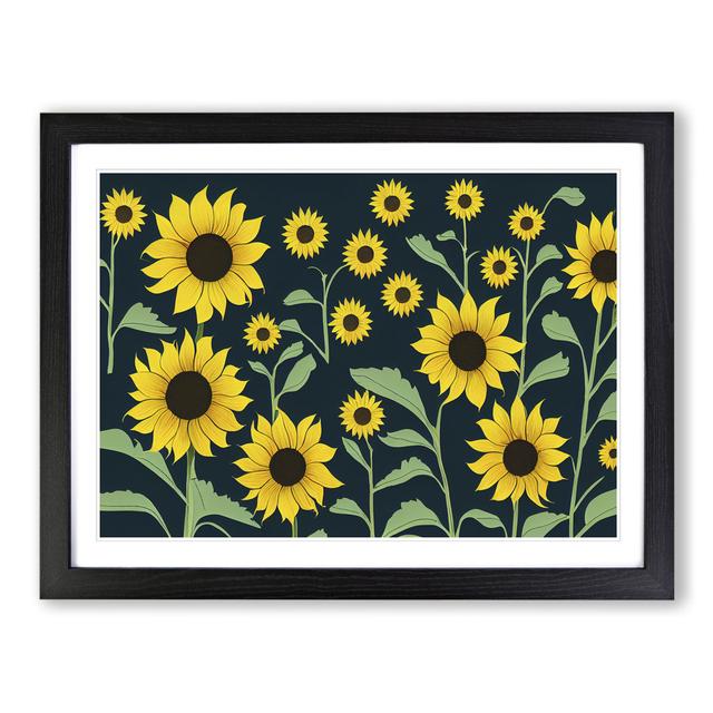 Radiant Sunflower Field - Picture Frame Graphic Art Brambly Cottage Frame Colour: Black Framed, Size: 46cm H x 64cm W x 2cm D on Productcaster.