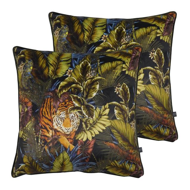 Dennis Floral Scatter Cushion with Filling (Set of 2) Bay Isle Home Colour: Dark Green/Brown/Navy, Fill Material: Feathers on Productcaster.