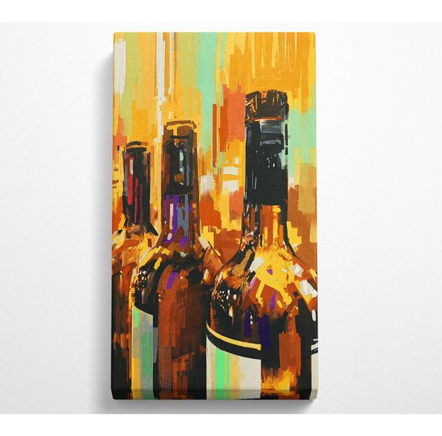 Auxane Retro Wine Bottles - Wrapped Canvas Art Prints Brayden Studio Size: 81.3cm H x 40.6cm W x 1cm D on Productcaster.