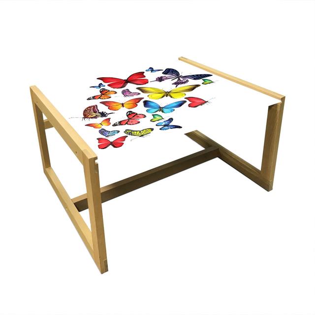 Butterflies Coffee Table, Many Different Butterflies Romance Togetherness Joy Wildflowers Hiking Trees, Acrylic Glass Center Table With Wooden Frame F on Productcaster.