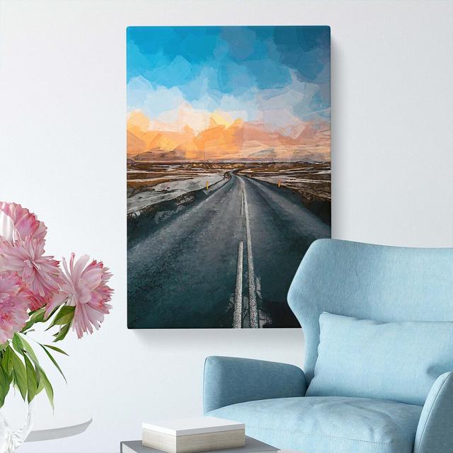 Road Through Iceland In Abstract - Wrapped Canvas Painting East Urban Home Size: 76cm H x 50cm W x 3cm D on Productcaster.