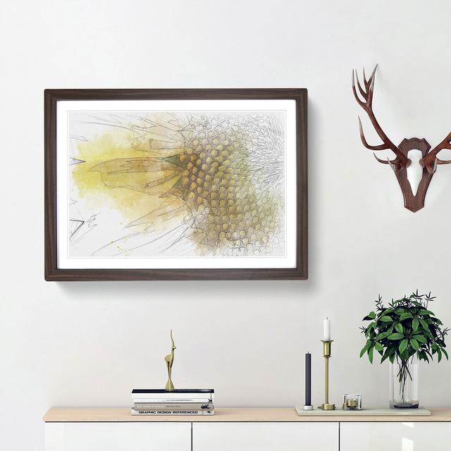 Petals of the Yellow Sunflower Sketch - Picture Frame Graphic Art Print East Urban Home Size: 62cm H x 87cm W x 2cm D, Frame Option: Walnut Framed on Productcaster.