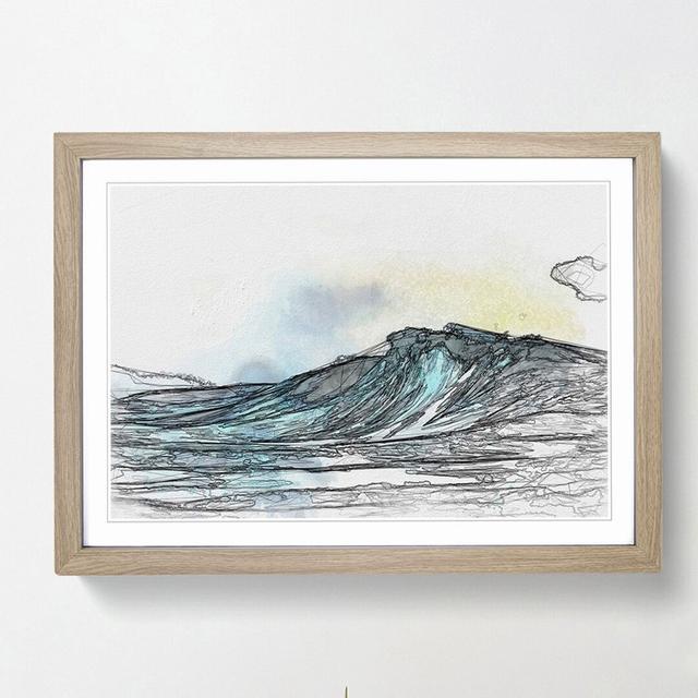 Wave View in Abstract - Picture Frame Graphic Art Print East Urban Home Frame Option: Oak, Size: 35cm H x 50cm W x 2cm D on Productcaster.