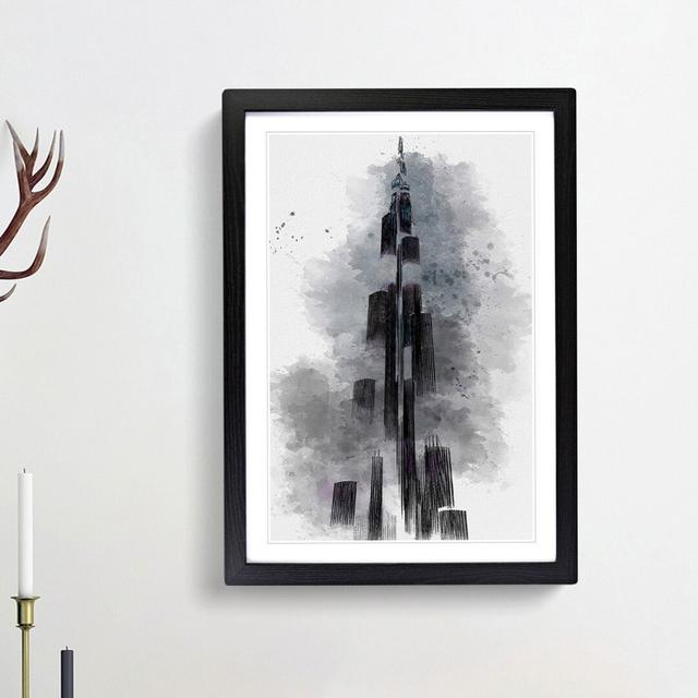 Burj Khalifa in Dubai in Abstract - Picture Frame Graphic Art Print East Urban Home Frame Option: Black Framed, Size: 36cm H x 27cm W x 2cm D on Productcaster.