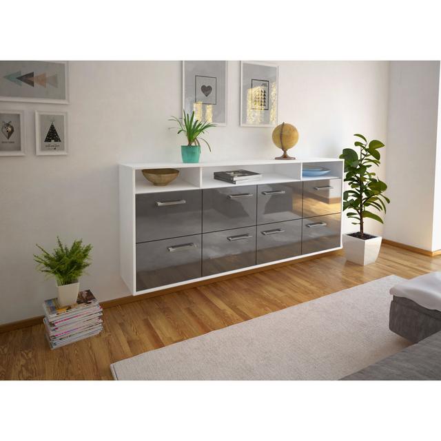 Nateshia sideboard, flying/metal handles, size: 180 x 79 x 35cm Ebern Designs Colour: Grey/White on Productcaster.