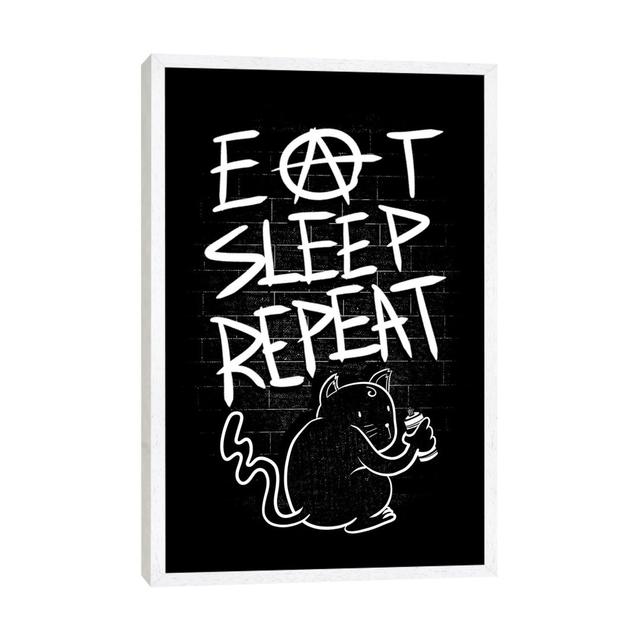 Eat Sleep Repeat Happy Larry Format: White Framed, Size: 101.6cm H x 66.04cm W x 3.81cm D on Productcaster.