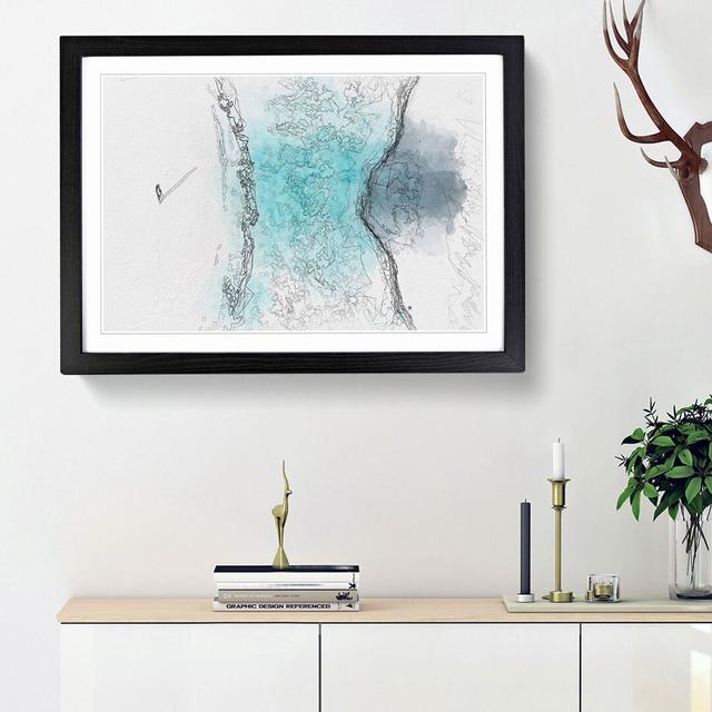 Alone on the Beach in Abstract - Picture Frame Graphic Art Print East Urban Home Size: 62cm H x 87cm W x 2cm D, Frame Option: Black Framed on Productcaster.