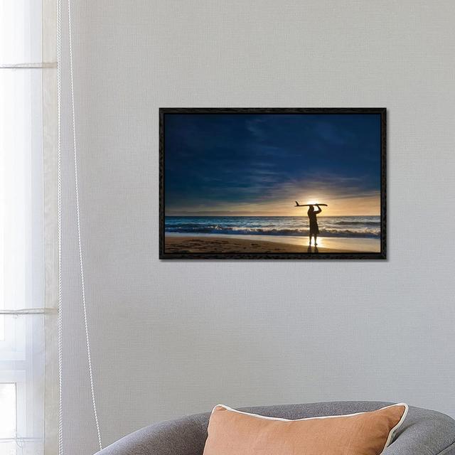 Single Fin Surfer II by Sean Davey - Gallery-Wrapped Canvas Giclée on Canvas Beachcrest Home Format: Black Framed, Size: 45.72cm H x 66.04cm W x 3.81c on Productcaster.