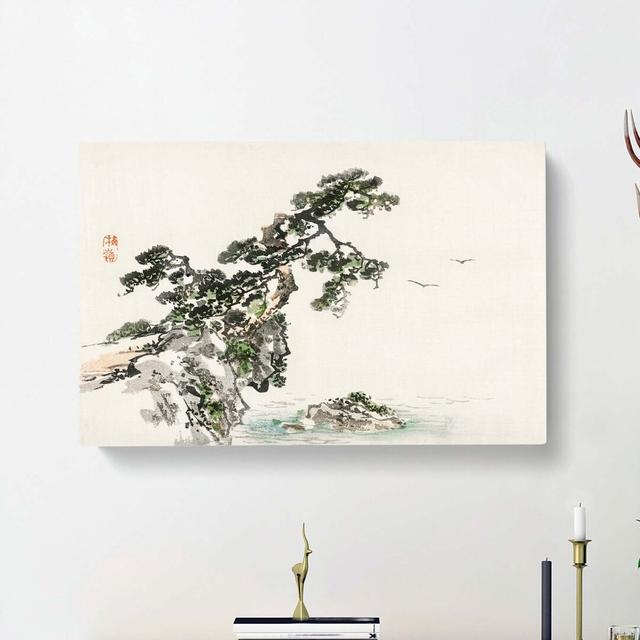 Tree upon a Cliff by Kono Bairei - Wrapped Canvas Painting Print East Urban Home Size: 35cm H x 50cm W x 3cm D on Productcaster.