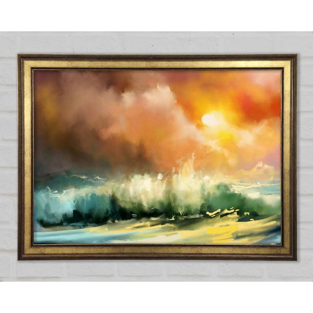 Raging Ocean Skies Gerahmter Druck Wandkunst House of Hampton Format: Gold Framed Paper, Größe: 42,1 cm H x 59,7 cm B x 1,5 cm T on Productcaster.