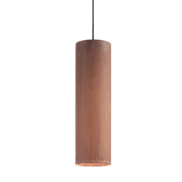 Laplante 1 - Light Cylinder Pendant Ebern Designs Finish: Black, Size: 162.5cm H x 12cm W x 12cm D, Shade Colour: Brown on Productcaster.