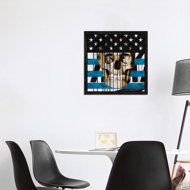 'Skull Spangled Banner' - Floater Frame Graphic Art Print on Canvas Maturi Frame Option: Black Framed, Size: 66.04cm H x 66.04cm W x 3.81cm D on Productcaster.