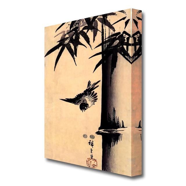 'Sparrow and Bamboo 2' Painting Print on Wrapped Canvas East Urban Home Size: 50.8 cm H x 35.6 cm W on Productcaster.