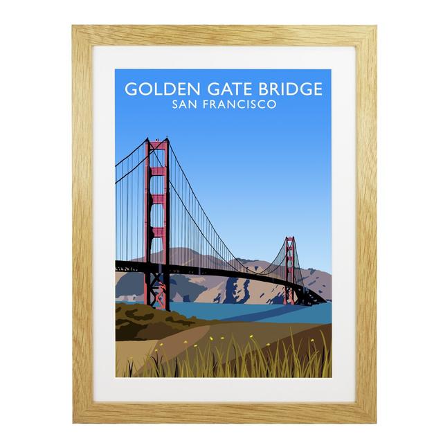 Golden Gate Bridge by Richard O'Neil - Print East Urban Home Format: Oak Wood Frame, Size: 54 cm H x 44 cm W x 2.2 cm D on Productcaster.