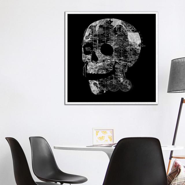 Skull Wanderlust Happy Larry Format: White Framed, Size: 93.98cm H x 93.98cm W x 3.81cm D on Productcaster.