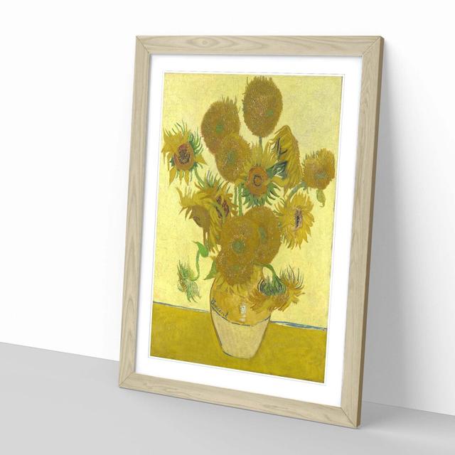 Sunflowers by Vincent Van Gogh Framed Painting Print East Urban Home Frame Colour: Oak on Productcaster.