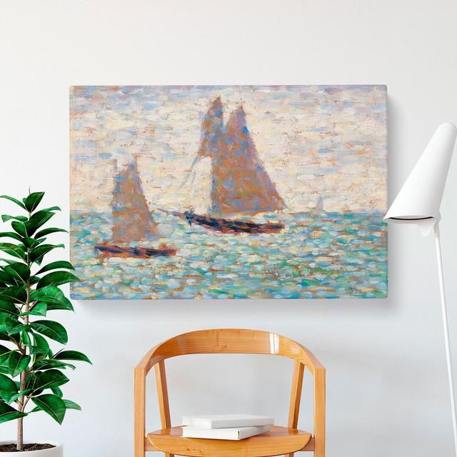 Two Sailboats at Grandcamp by Georges Seurat - Wrapped Canvas Painting East Urban Home Size: 40cm H x 60cm W x 3cm D on Productcaster.