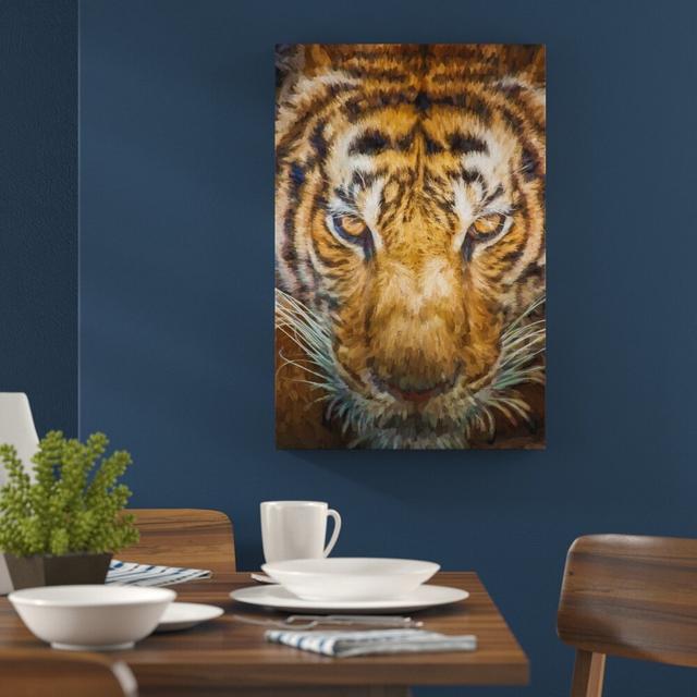 Leinwandbild "Tiger mit hellbraunen Augen", Grafikdruck World Menagerie Größe: 100 cm H x 70 cm B on Productcaster.