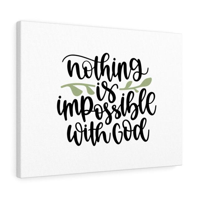 Nothing Is Impossible with God - Wrapped Canvas Typography Blue Elephant Size: 30cm H x 41cm W on Productcaster.