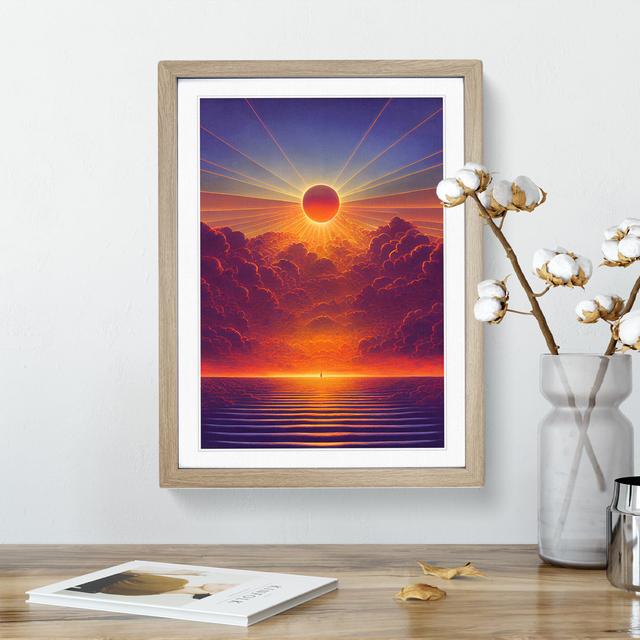 Handsome Sunset View House of Hampton Size: 34cm H x 25cm W x 2cm D, Frame Colour: Oak on Productcaster.