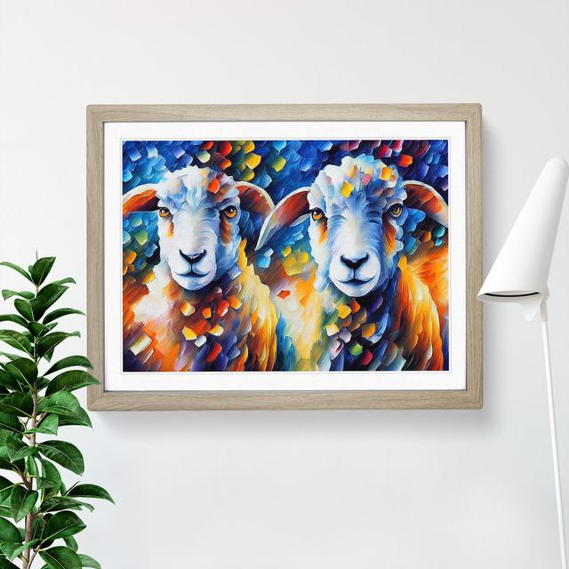 Sheep Vol.2 Abstract - Single Picture Frame Painting 17 Stories Size: 46cm H x 64cm W x 2cm D, Frame Colour: Oak on Productcaster.