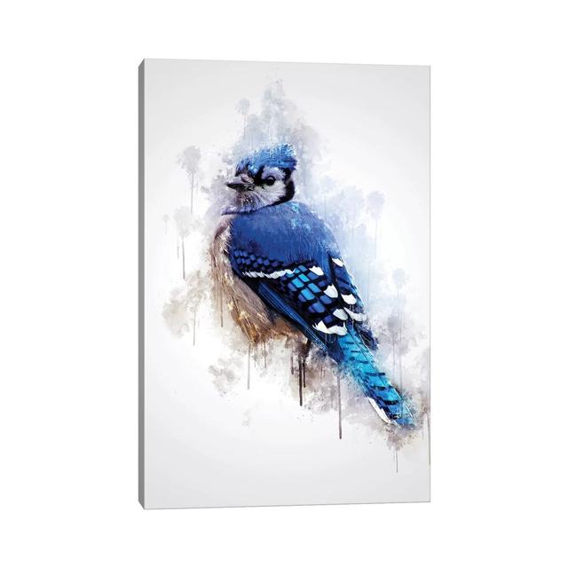 Blue Jay Bird by Cornel Vlad - Wrapped Canvas Painting ClassicLiving Size: 30.48cm H x 20.32cm W x 1.905cm D on Productcaster.