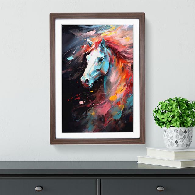 Pony Gestural - Print Natur Pur Format: Walnut Framed, Size: 34cm H x 25cm W x 2cm D on Productcaster.