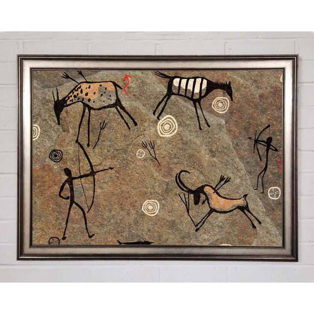 Cave Man Paintings - Print Ophelia & Co. Size: 42cm H x 59.7cm W x 1.5cm D, Format: Natural Framed Paper on Productcaster.