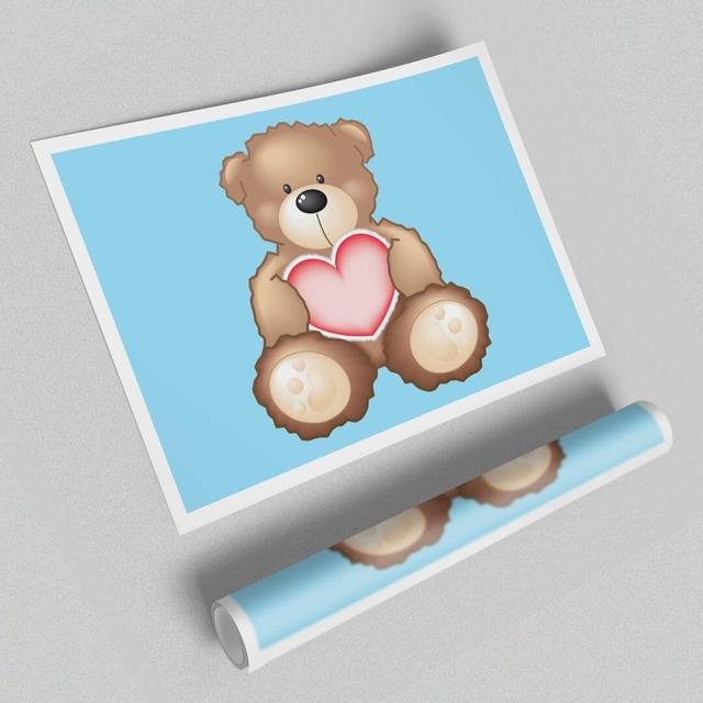 Teddy Bear Love Heart Childrens - Unframed Graphic Art Print on Paper East Urban Home Size: 100 cm H x 141.4 cm W on Productcaster.