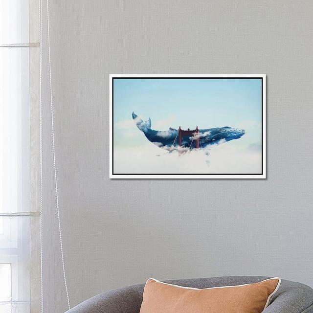 Whale Watching In San Fran by David Loblaw - Print on Canvas Ebern Designs Size: 45.72cm H x 66.04cm W x 3.81cm D, Format: White Framed on Productcaster.