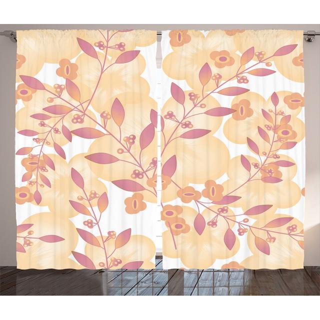 Rustikaler Vorhang, Floral Art Berry Pastell, Beige, Pfirsich Rosa (Set of 2) East Urban Home Panel-Größe: 280 cm B x 225 T cm on Productcaster.