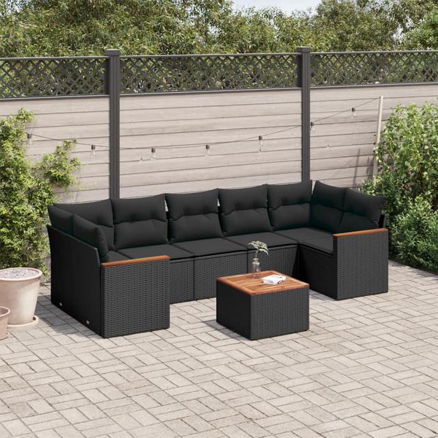 Outdoor-Sitzgruppen-Set mit Kissen 17 Stories Rahmenfarbe: Schwarz, Farbe des Kissens: Schwarz on Productcaster.