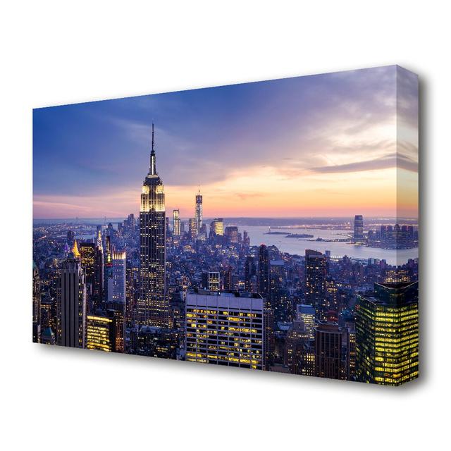 Twinkling Lights of the Big Apple New York - Wrapped Canvas Photograph Print East Urban Home Size: 35.6 cm H x 50.8 cm W on Productcaster.