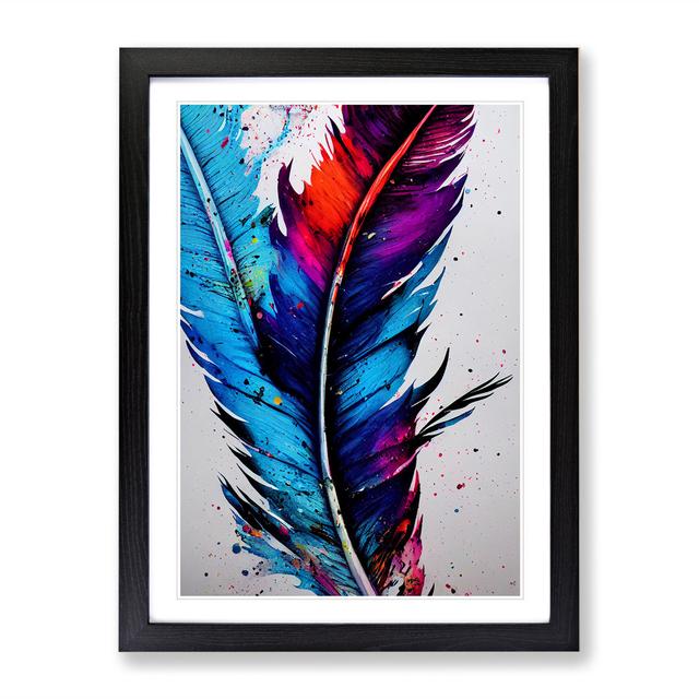 Feathers Splashed No.5 - Picture Frame Painting World Menagerie Frame Colour: Black, Size: 64cm H x 46cm W x 2cm D on Productcaster.