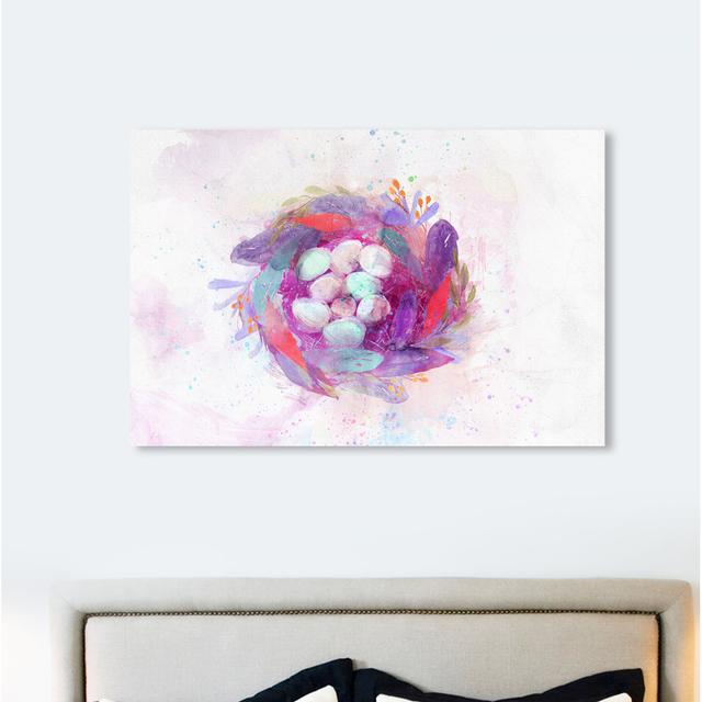 Boho Feather Nest Animals - Painting Print East Urban Home Size: 45.72cm H x 66.04cm W x 1.27cm D, Format: Wrapped Canvas on Productcaster.