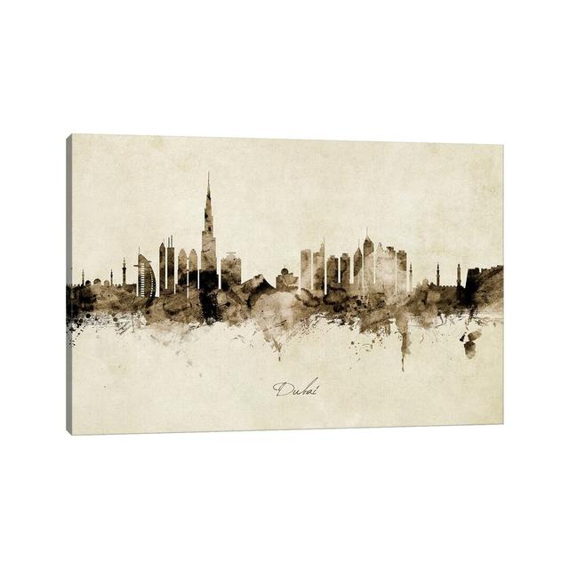 Dubai Skyline by Michael Tompsett - Wrapped Canvas Painting Latitude Run Size: 30.48cm H x 45.72cm W x 1.91cm D on Productcaster.