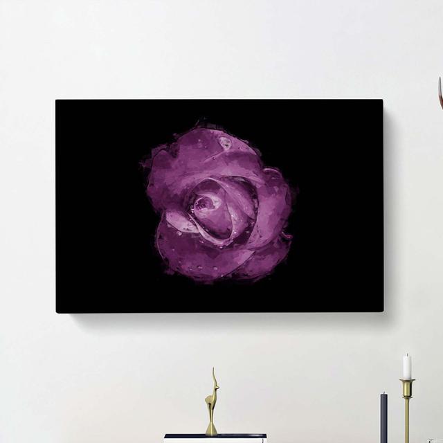 Purple Rose In The Shadows In Abstract - Wrapped Canvas Print East Urban Home Size: 35cm H x 50cm W x 3cm D on Productcaster.