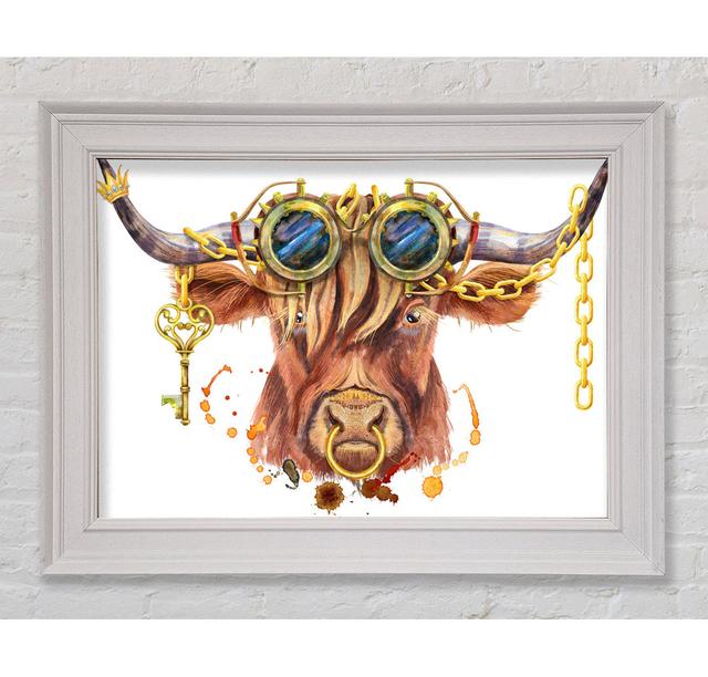 The Highland Cow Goggles Framed Print Happy Larry Size: 29.7cm H x 42cm W on Productcaster.