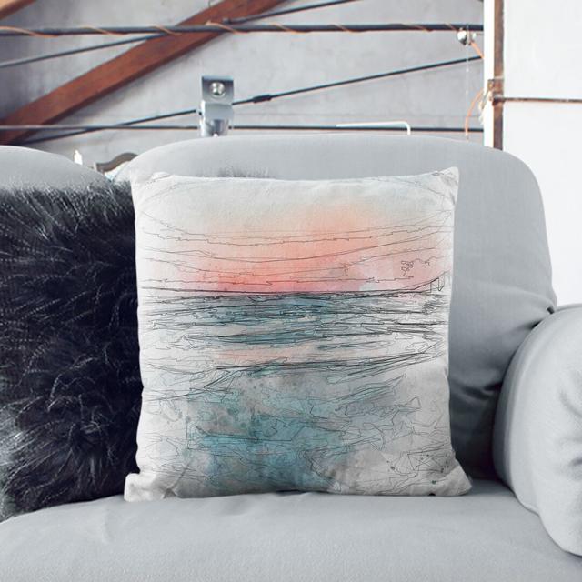 Panama City Beach in Florida Sketch Cushion with Filling East Urban Home Size: 55cm H x 55cm W x 20cm D, Backing Colour: White on Productcaster.