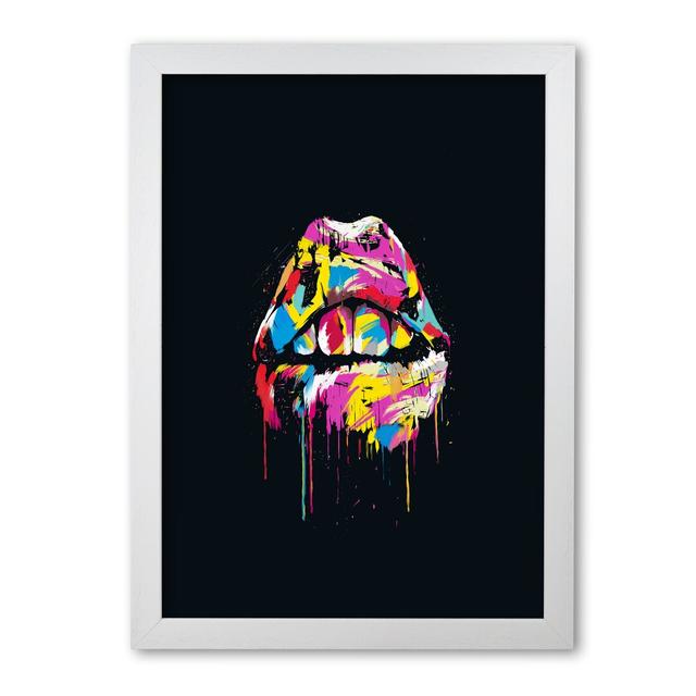 Colourful Lips by Mercedes Lopes Charro - Print East Urban Home Frame Options: White Grain, Size: 59.4 cm H x 42 cm W x 5 cm D on Productcaster.