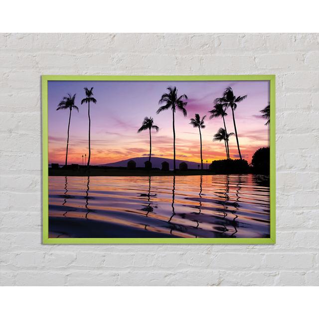 Ripples At Sunset Framed Print Bay Isle Home Size: 21cm H x 29.7cm W x 2cm D, Format: Green Framed Canvas on Productcaster.