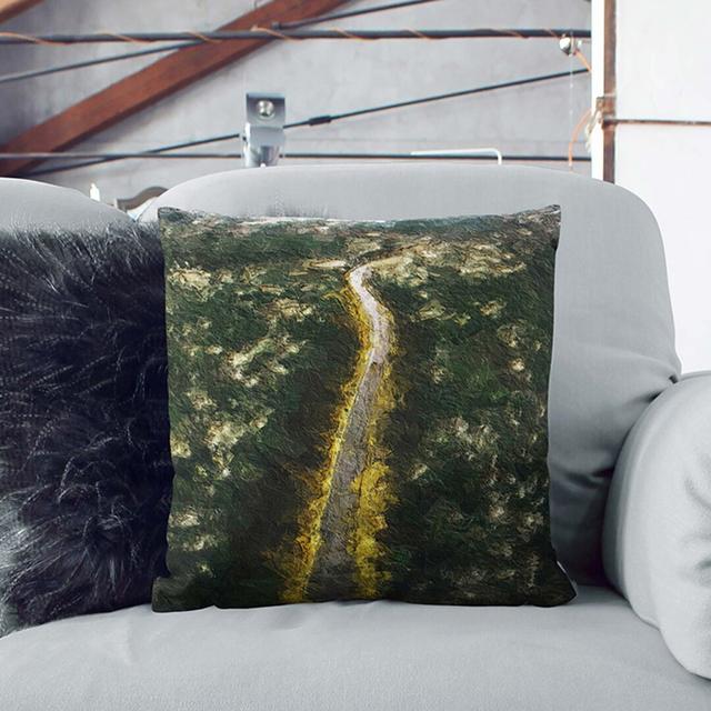 Drive Through a Forest in Canada Cushion with Filling East Urban Home Size: 55cm H x 55cm W x 20cm D, Backing Colour: Stone on Productcaster.