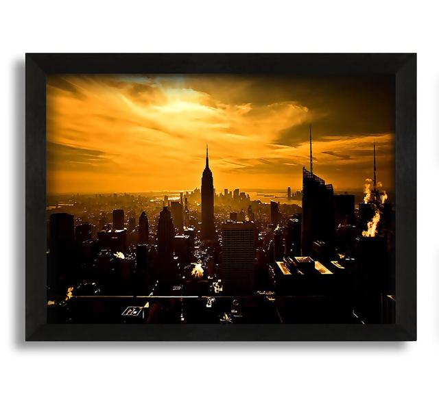 Empire State Building New York City Golden Sunset - Picture Frame Photograph on Canvas Ebern Designs Size: 30cm H x 42cm W x 10cm D on Productcaster.