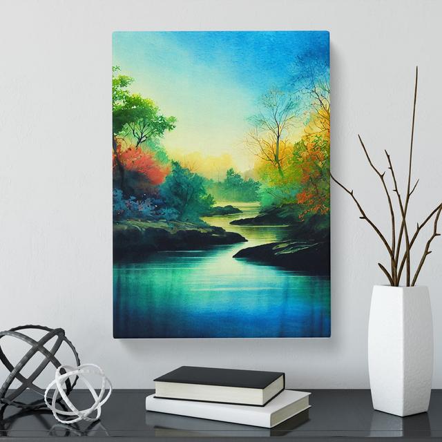 CAN-V0523-2768X Watercolour River Vol.3 - Wrapped Canvas Print Marlow Home Co. Size: 76cm H x 50cm W x 3cm D on Productcaster.