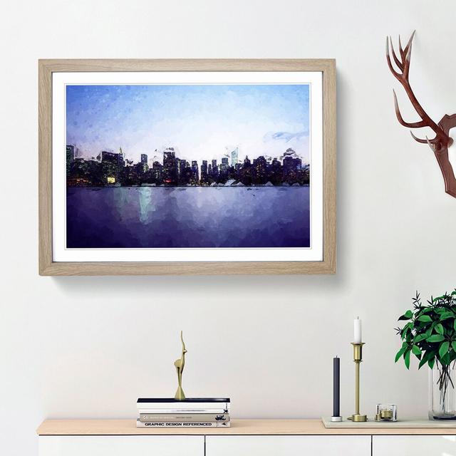 Night skyline of New York in Abstract - Picture Frame Graphic Art Print East Urban Home Frame Option: Oak Framed, Size: 27cm H x 36cm W x 2cm D on Productcaster.