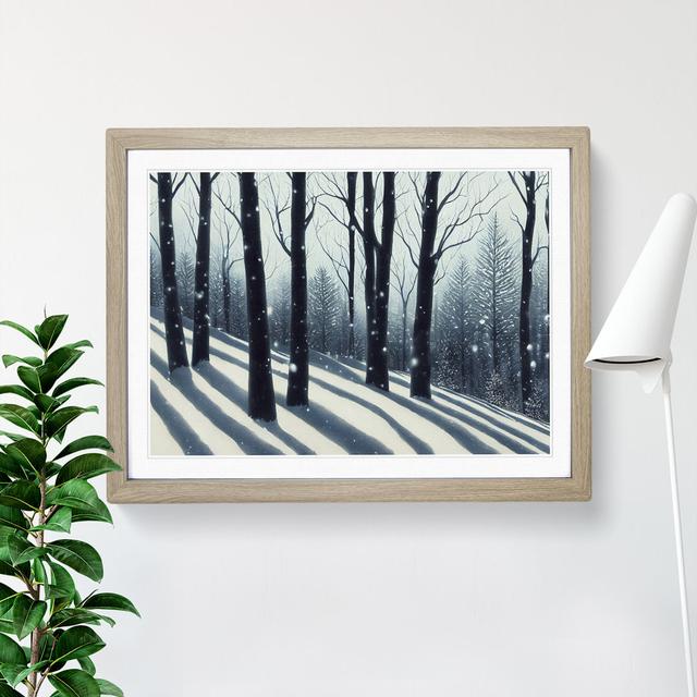 A Bright Winter Forest - Picture Frame Graphic Art Alpen Home Size: 46cm H x 64cm W x 2cm D, Frame Colour: Oak on Productcaster.