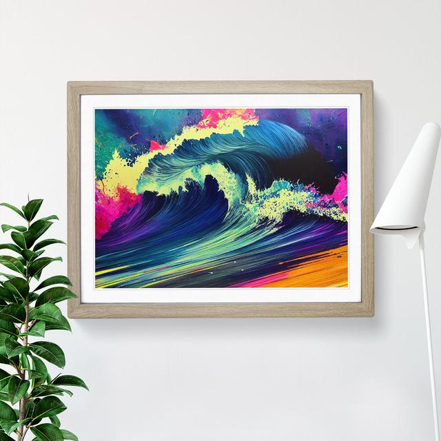 Paint Splash Ocean Wave Vol.1 Abstract House of Hampton Size: 46cm H x 64cm W x 2cm D, Format: Oak Framed on Productcaster.