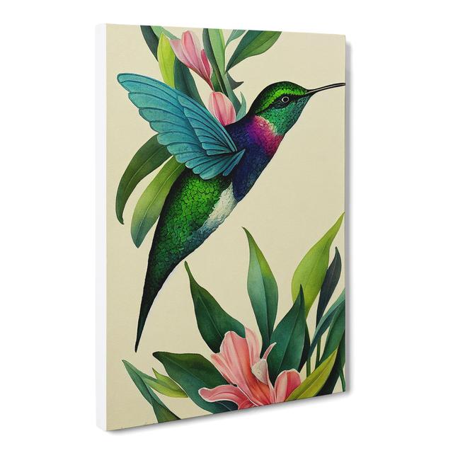 Watercolour Hummingbird - Wrapped Canvas Graphic Art Marlow Home Co. Size: 76cm H x 50cm W x 3cm D on Productcaster.