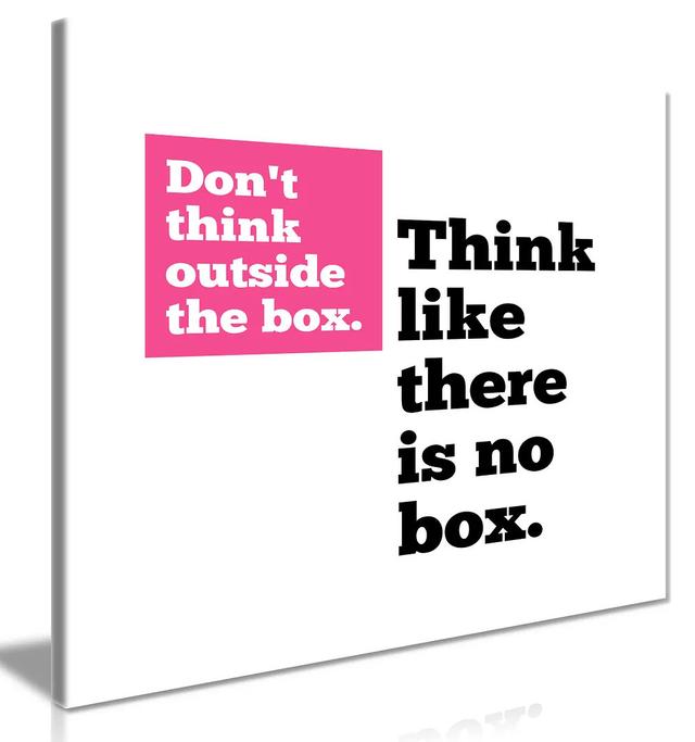 Motivational Quote Think Outside The Box Canvas Wall Art Picture Print Happy Larry Size: 51cm H x 51cm W on Productcaster.